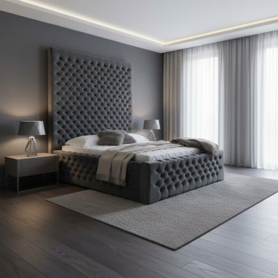 Diseñador cama Chesterfield moderna en estilo de lujo moderno con cabecera alta