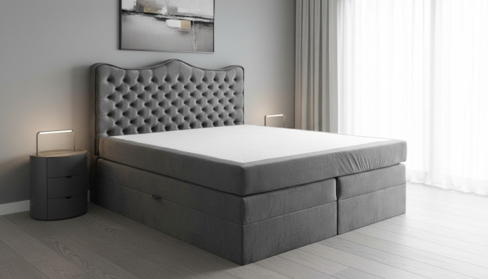 Cama somier Textil Cuero Hotel tapizado Cama Tela 180x200cm Muebles de terciopelo