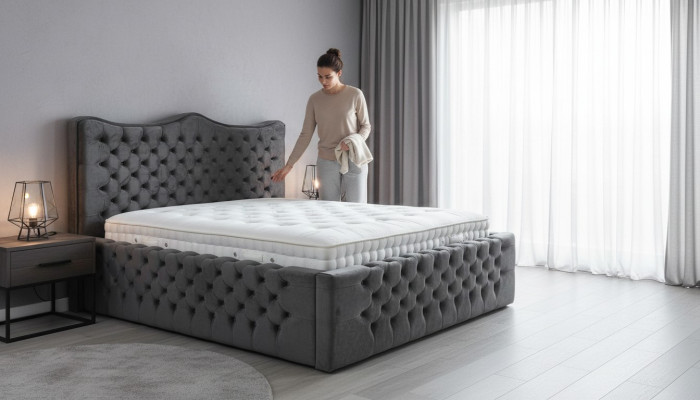 Diseño de lujo de la habitación doble del hotel Completo de camas con somier tapizado.