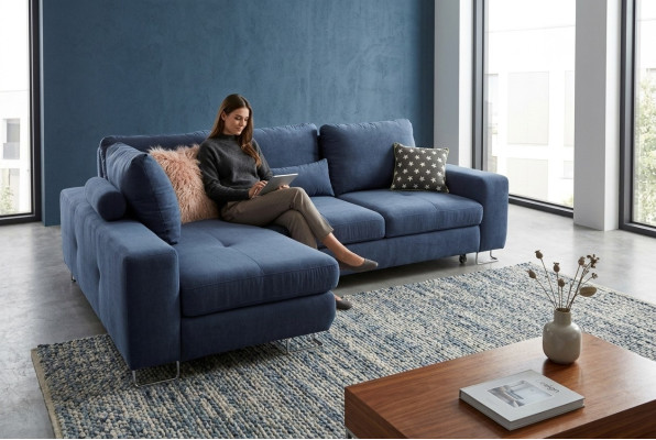 Sala de estar Sofás textiles en forma de L Sofás rincón Sofá de esquina Sofá de tapicería
