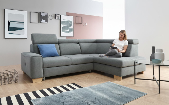 Moderno sofá esquinero tapizado en tela sofá cama pedido sofá.