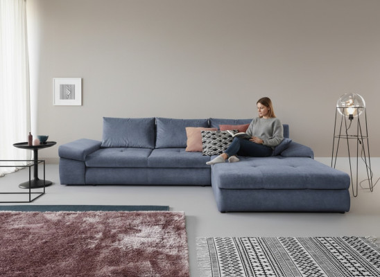 Forma en L Sofá Color Sofá Esquinero Muebles Tapizados Salón Textil Gris