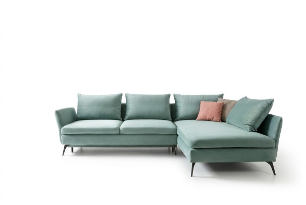 Sala de estar verde muebles textil sofás sofá esquinero sofá en forma de L muebles tapizados.