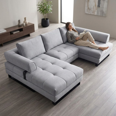 Sofá de esquina Sofás de lujo Sofás Muebles NUEVO Tela Cuero Sofá Sala de estar