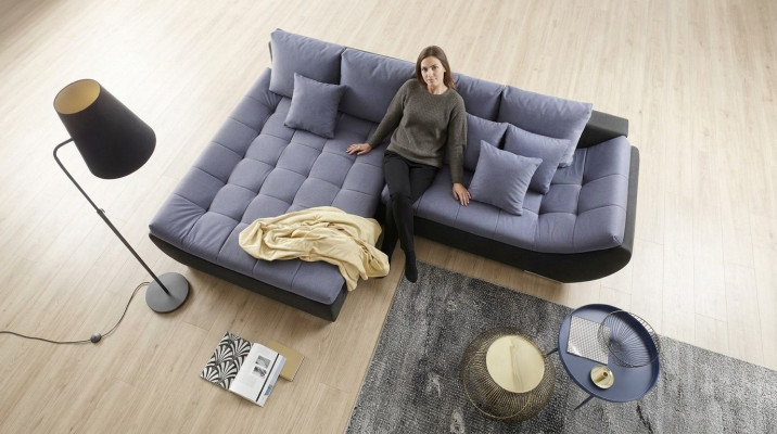 Sofás de diseño moderno, muebles de tela en forma de L para la sala de estar.