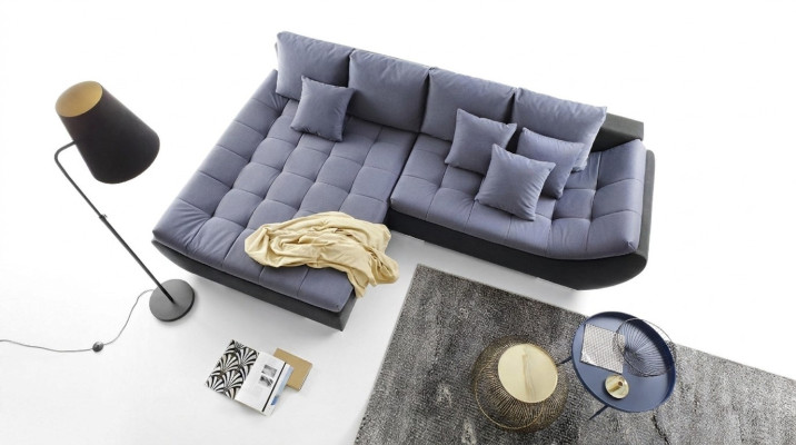 Sofás de diseño moderno, muebles de tela en forma de L para la sala de estar.