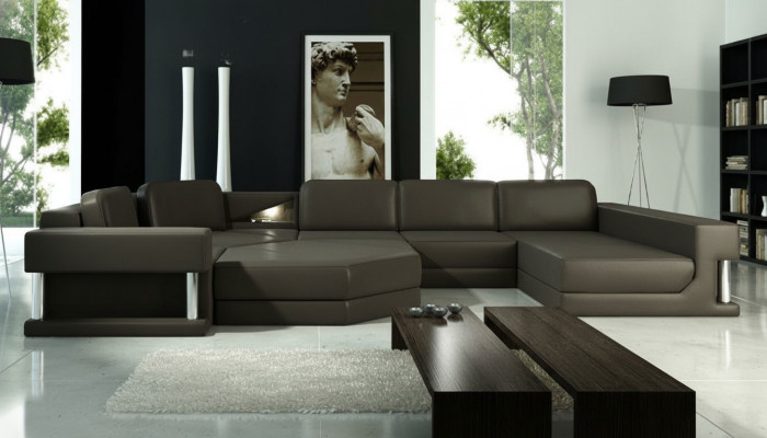 Sofás conjunto de sala de estar diseño sofá de esquina de cuero nuevo en forma de U sofá sofá acolchado