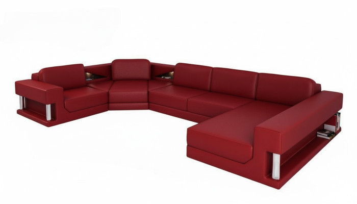 Sofá en forma de U, sofá acolchado, sofá modular, diseño de sofá de esquina de cuero, tapicería nueva.