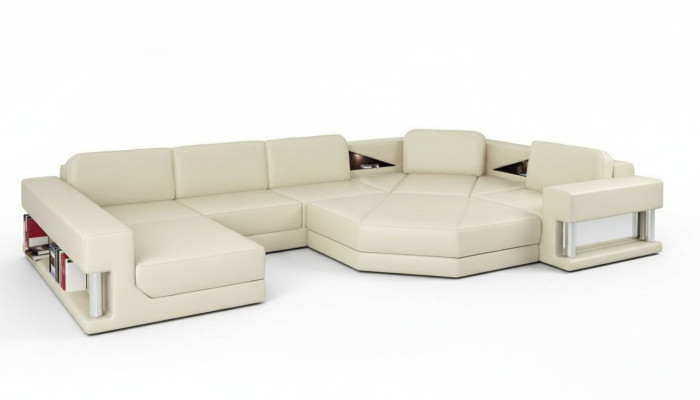 Sofá esquina en forma de U Sofá de salón Sofá Sofá Sofá moderno Sofá de diseño Textil Cuero