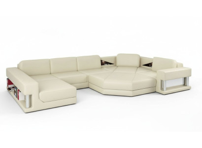 Sofá esquina en forma de U Sofá de salón Sofá Sofá Sofá moderno Sofá de diseño Textil Cuero