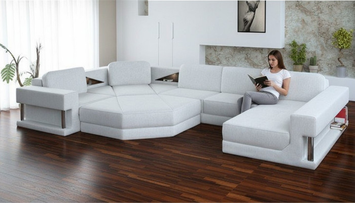 Muebles de salón de diseño Sofás de tela Función de cama Sofá cama Sofá en forma de L