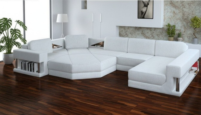 Muebles de salón de diseño Sofás de tela Función de cama Sofá cama Sofá en forma de L