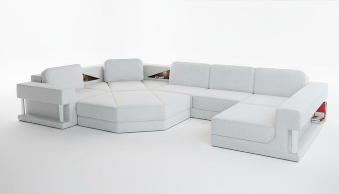 Muebles de salón de diseño Sofás de tela Función de cama Sofá cama Sofá en forma de L