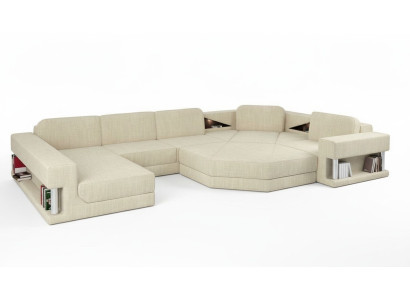 Diseño de sofá de esquina en tela. Sofás modernos en forma de U. Conjunto de salón esquinero tapizado. Muebles nuevos.