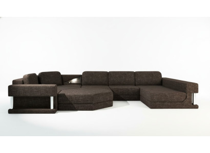 Salón en forma de U con función de cama, tela de tela, sofá de esquina grande, sofá, tapizado, sofá.