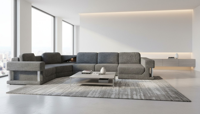 Sofá esquinero en forma de U con función de cama, sofá cama nuevo, paisaje de sala, sofá multifuncional.