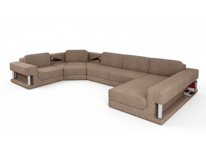 Forma U función de cama sofá diseño acolchado textil esquina salón esquinero sofá tela