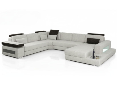 Sofá de tela, sofá en forma de U, diseño de sala de estar moderno, sofá de esquina diseño