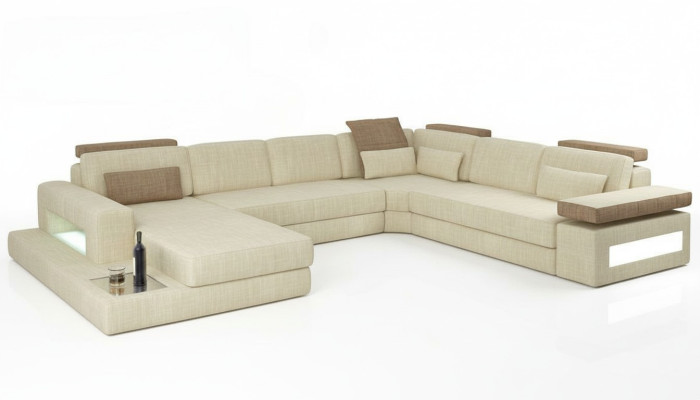 Forma de U Función de cama Sofá Diseño Tapizado Textil Esquina Salón Sofá de esquina Tela