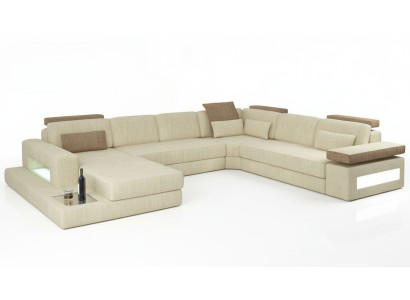 Forma de U Función de cama Sofá Diseño Tapizado Textil Esquina Salón Sofá de esquina Tela