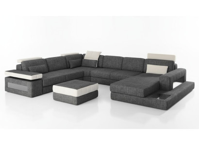 Sofá de esquina Diseño de sofá Tapizado en textil Nuevo Sofá en forma de U Función de cama Tela