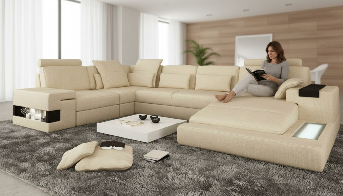 Sofá de esquina Sofá tapizado Nuevo Sofá en forma de U Sofá de la sala de estar Muebles Sofás Nuevos