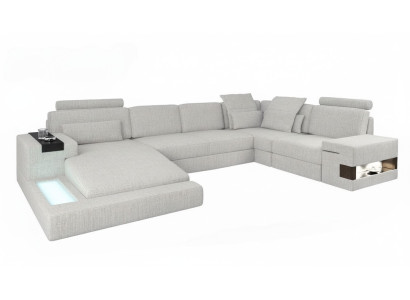 Sofá en forma de U con esquinero, tapizado en textil, diseño de muebles nuevo.
