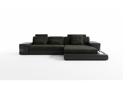 Sofá esquinero en forma de L, sofá textil, sofá esquinero, sofá de salón Esk, sofás modernos