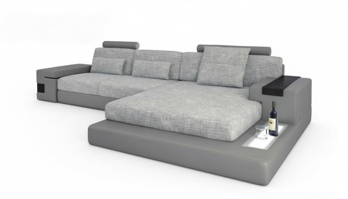 Sofá esquinero de diseño de cuero en forma de L estilo moderno Muebles tapizados para sala de estar Nuevo