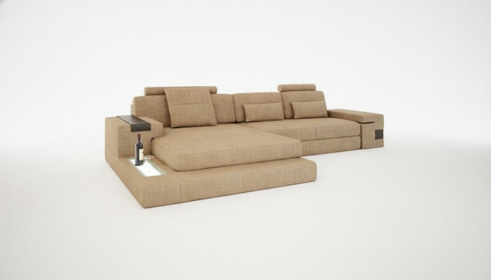 Diseño Sofá Moderno Tela Marrón Sofá esquinero Forma de L Sofá Chaise longue Esquina Nuevo