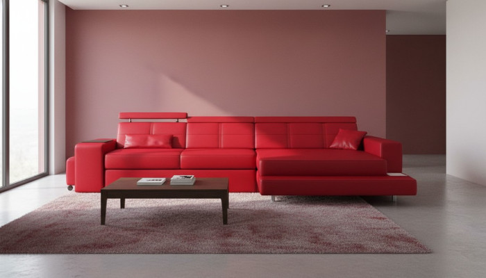 Sofá de esquina de cuero de muebles Sofá Sofá Acolchado Esquina Asiento Paisaje de vida en el hogar Forma en L Nuevo