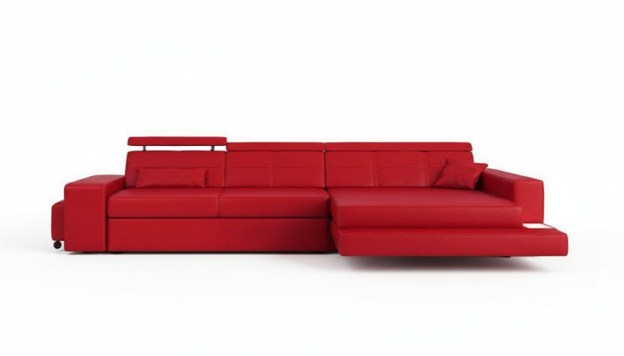 Sofá de esquina de cuero de muebles Sofá Sofá Acolchado Esquina Asiento Paisaje de vida en el hogar Forma en L Nuevo