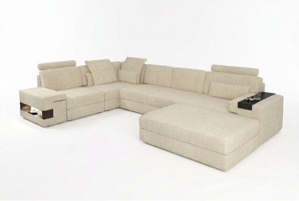 Sofá de tela en forma de L, sofá, muebles de salón, diseño de esquina moderno suave, estilo de 2 piezas.
