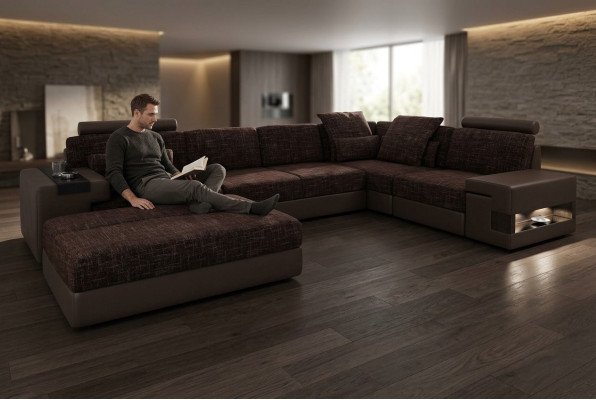 Juego de cojines para sala de estar en forma de L Sofá moderno de diseñador Esquina con otomana Muebles