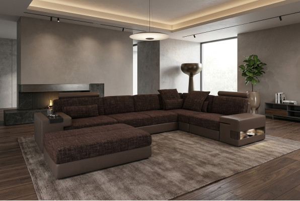 Juego de cojines para sala de estar en forma de L Sofá moderno de diseñador Esquina con otomana Muebles