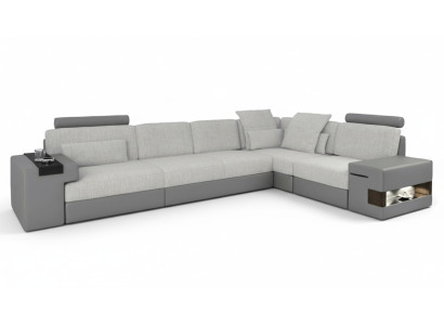 Diseño de sofá moderno en forma de L Sofás Gris NUEVO Sofá Esquina de Cuero para Sala de Estar