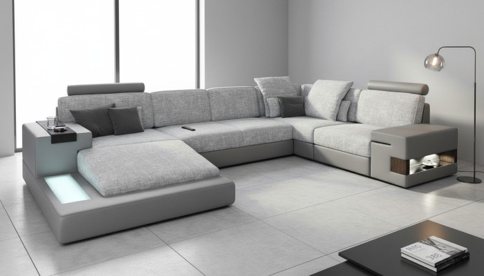 Muebles en forma de U Sofá cama Funciones Tapizado Textil Moda Diseño Sofá esquinero Nuevo Sofá