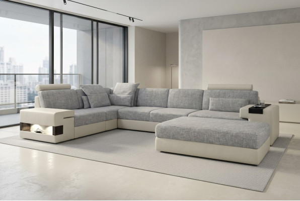 Espacio habitable L-Forma Sofá de Diseño Moderno Sofás Zona de Asientos con Otomana Sala de Estar Muebles