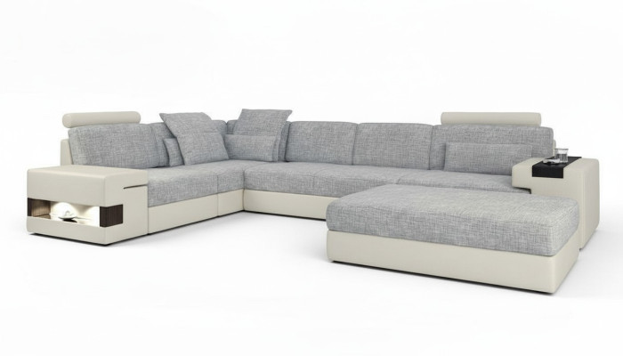 Espacio habitable L-Forma Sofá de Diseño Moderno Sofás Zona de Asientos con Otomana Sala de Estar Muebles