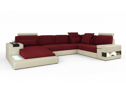 Sofá de cuero, sofá de diseñador en forma de U, sofá de salón, sofá tapizado esquinero, nuevo.