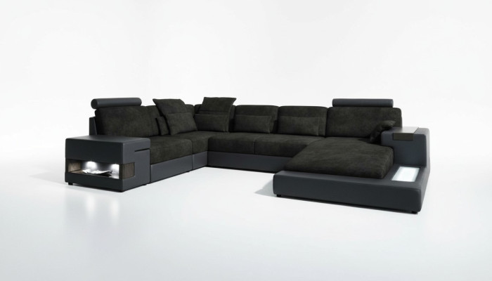 Sofá de diseño Sofás de esquina en forma de U Mobiliario de salón acolchado moderno Sofá de esquina Textil
