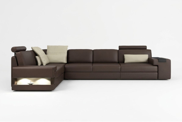 Sala de estar Mobiliario marrón textil sofás sofá de esquina en forma de L sofá tapizado sofá cama