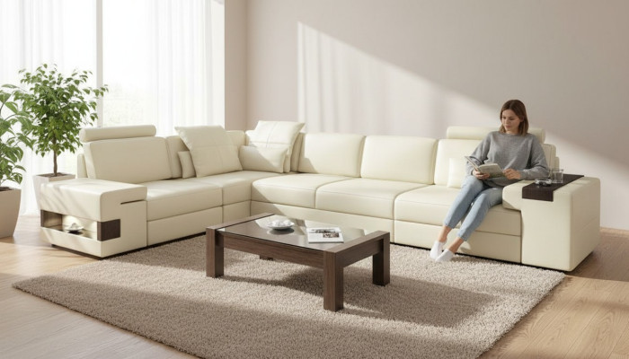Muebles tapizados Sofá Sofá grande Sofá Sofá de tela Muebles Sofá en forma de L Sala de estar Sofá en forma de L.