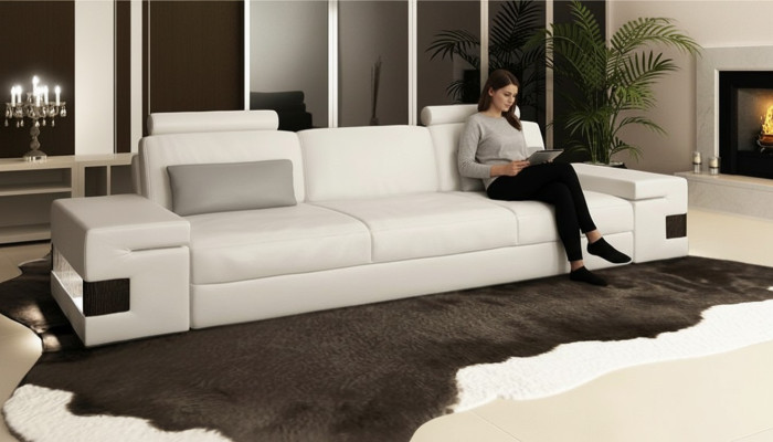 Moderno sofá de diseñador de lujo de 3 plazas, muebles tapizados en tela, sofás blancos de gran tamaño xxl.