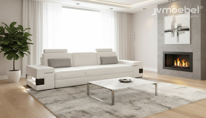 Moderno sofá de diseñador de lujo de 3 plazas, muebles tapizados en tela, sofás blancos de gran tamaño xxl.