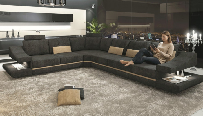 Textil de sala de estar nuevo L-Forma Asiento Sofá Cama Muebles Sofá Esquinero Sofá Mueble Tapizado