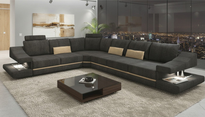 Textil de sala de estar nuevo L-Forma Asiento Sofá Cama Muebles Sofá Esquinero Sofá Mueble Tapizado