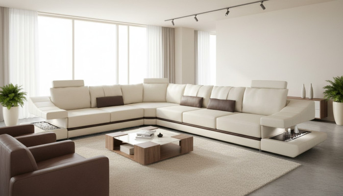 Sofás Diseño Sofá en forma de L Muebles Funciones Textil Cuero Sofá cama Sofás