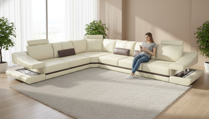 Sofás Esquina Sofá de esquinero Sofá Tapizado Salón Textil Forma de L Sofás