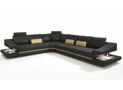 Sala de estar Textil Sofás en forma de L Negro NUEVO Sofá esquinero Mueble tapizado